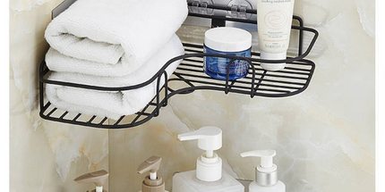 Estante tringular DOBLE DE ACERO al CARBONO montado en la pared sin perforaciones