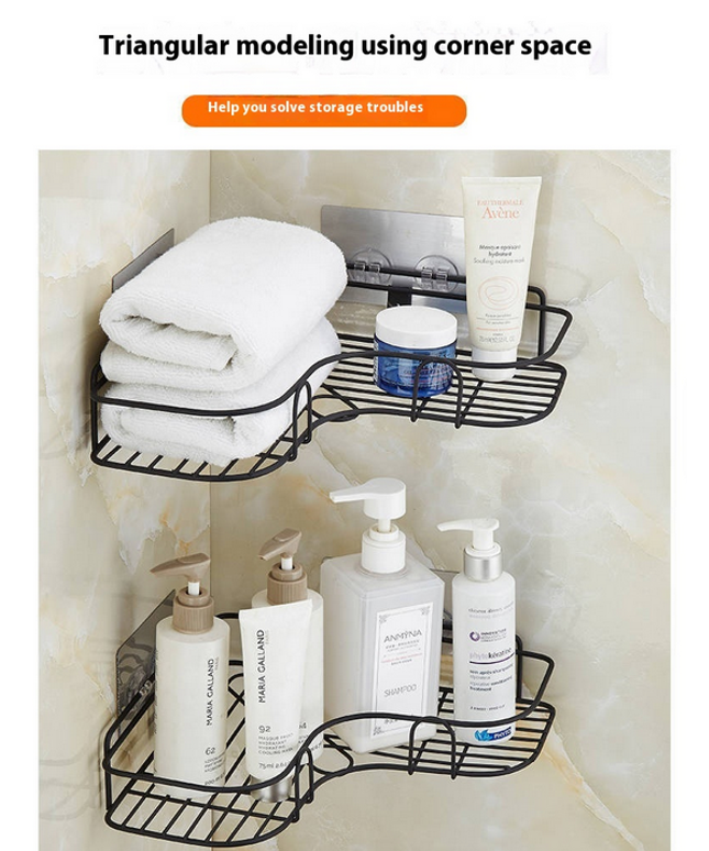 Estante tringular DOBLE DE ACERO al CARBONO montado en la pared sin perforaciones