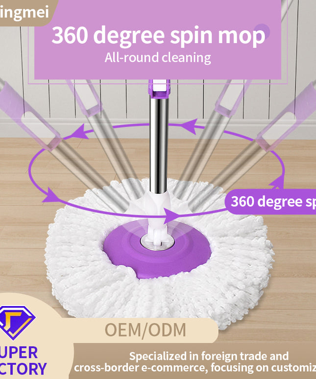 Limpiador giratorio 360  grados de piso en microfibra per uso domestico mojado o seco con balde y estrujador giratorio