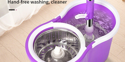 Limpiador giratorio 360  grados de piso en microfibra per uso domestico mojado o seco con balde y estrujador giratorio