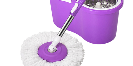 Limpiador giratorio 360  grados de piso en microfibra per uso domestico mojado o seco con balde y estrujador giratorio
