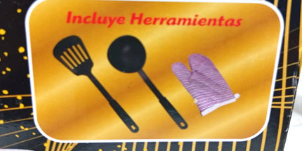 Set de ollas Chefesito 10 capas antiaderente 3 ollas con tapa 1 caserola con mango con tapa y una sarten. Tecnologia alamena