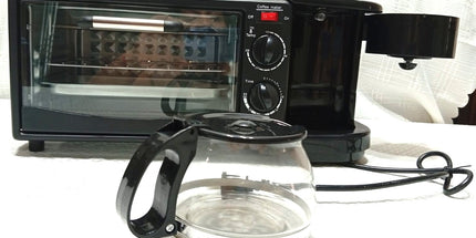 Desayunador multifunción tecnologia alemana 2400 Watt 12litros de capacidad de horno y 4 tazas de café