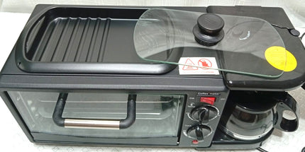 Desayunador multifunción tecnologia alemana 2400 Watt 12litros de capacidad de horno y 4 tazas de café