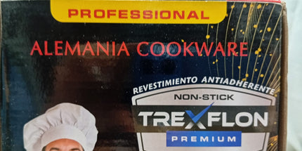 Set de ollas Chefesito 10 capas antiaderente 3 ollas con tapa 1 caserola con mango con tapa y una sarten. Tecnologia alamena