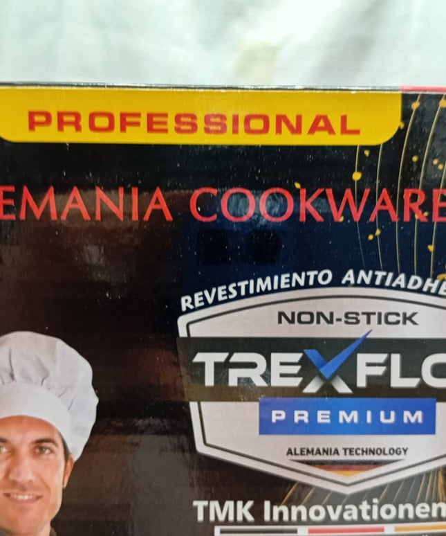 Set de ollas Chefesito 10 capas antiaderente 3 ollas con tapa 1 caserola con mango con tapa y una sarten. Tecnologia alamena