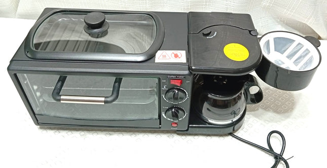 Desayunador multifunción tecnologia alemana 2400 Watt 12litros de capacidad de horno y 4 tazas de café