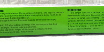 Luz de Emergencia led CAFINI - CN862Y. Bateria recargable sin mantenimiento de 2000 AMP