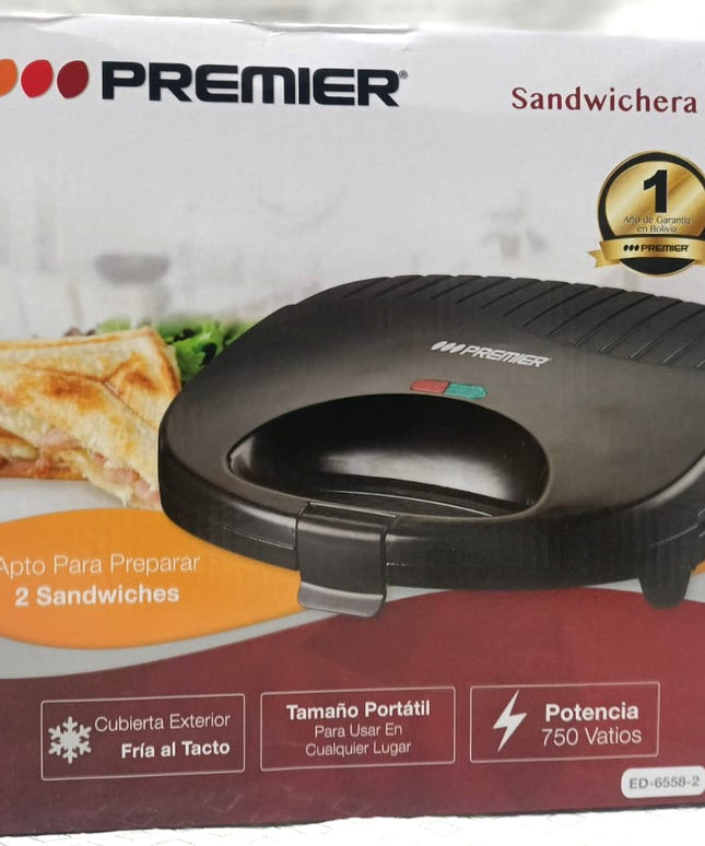 Sandwichera PREMIER de 750 watt para dos sandwiches