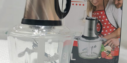 Procesadora de alimentos COSMOS de 3 Litros. Vaso de vidrio y lamas de acero