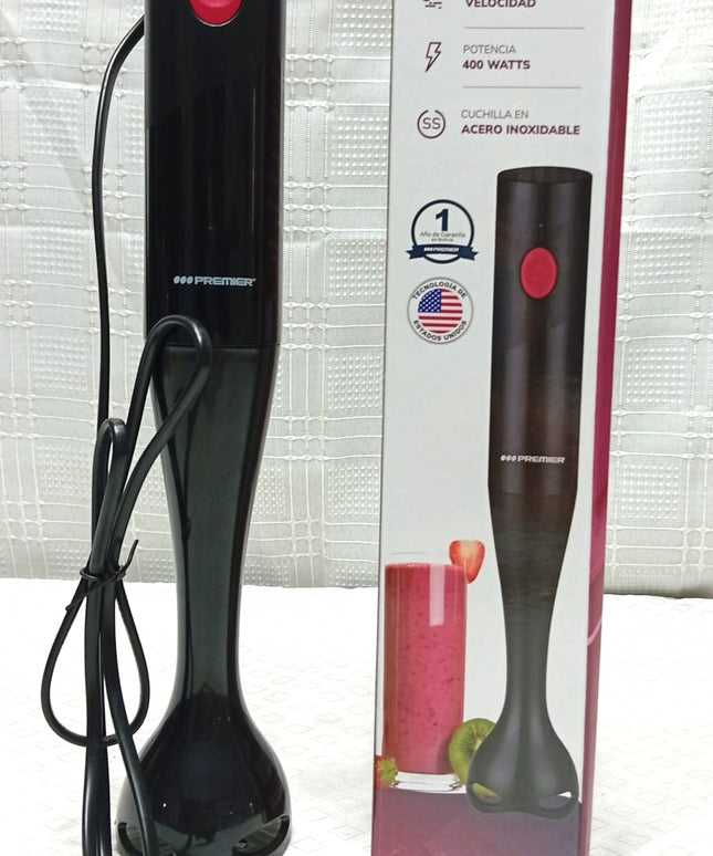 Licuadora Manual Mixer PREMIER vertical 400Watt de una velocidad con cuchillas de acero