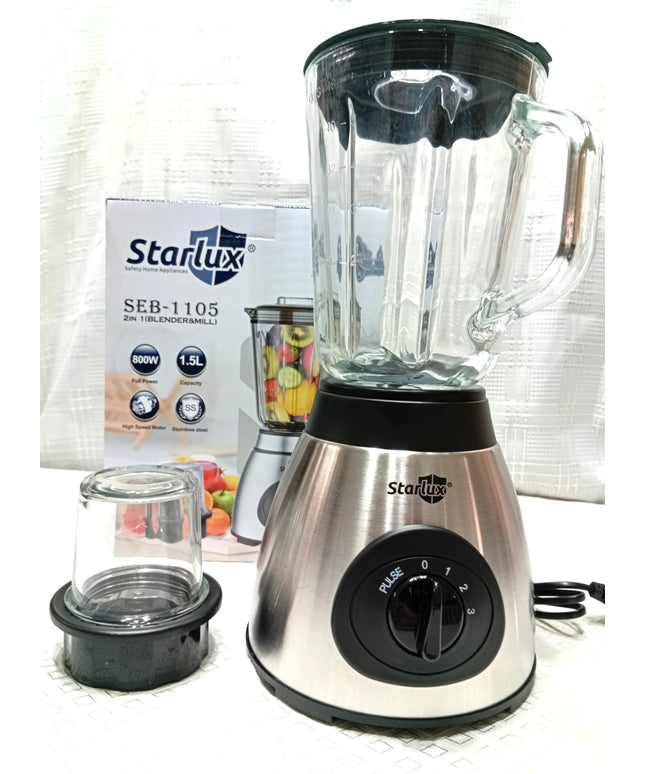 Batidora Starlux 800W de 1.5 litros con jarra de vidrio y molinillo
