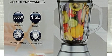 Batidora Starlux 800W de 1.5 litros con jarra de vidrio y molinillo