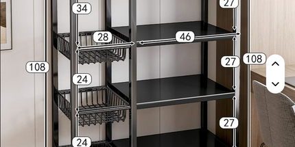 Estantería de almacenamiento de cocina de varios niveles con cesta metálica para guardar verduras, frutas y vajilla