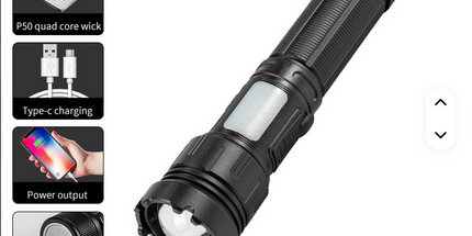 Linterna Led, portátil, con luz de emergencia lateral, 1500 lúmenes, 4 modos, 5000M de alcance, Usb, P50Zoom, recargable