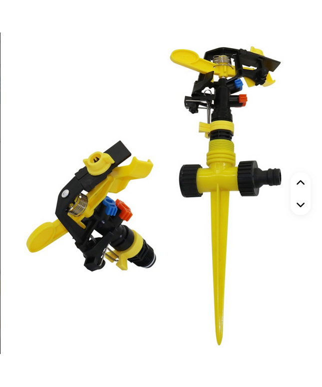 Aspersores de chorro giratorios de 360 grados, boquillas basculantes de doble salida, rociadores de riego para agricultura o jardín de. Rosca macho de 12. Alcance hasta 12 metros. Ver especificaciones tecnicas una de las imágenes