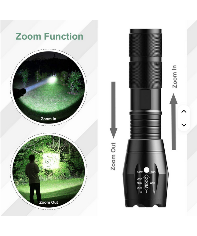 Mini linterna telescopica Helius 1000 lumens pequeña multifunción T6, táctica de autodefensa, para acampar