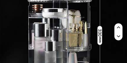 Contenedor de plástico transparente para cosméticos, caja de almacenamiento de maquillaje, organizador de maquillaje giratorio ajustable
