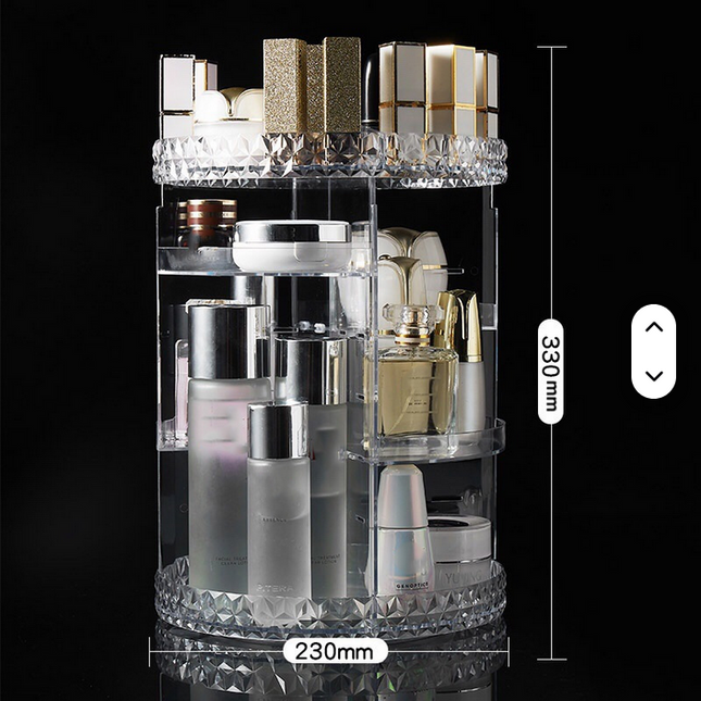 Contenedor de plástico transparente para cosméticos, caja de almacenamiento de maquillaje, organizador de maquillaje giratorio ajustable