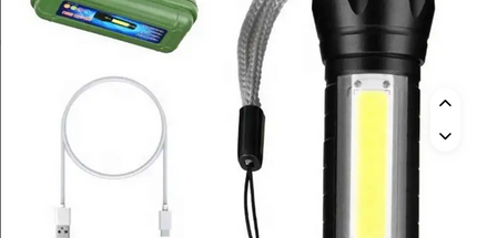 Linterna recargable con luz lateral para acampar, linterna de mano de 10 cm de largo, resistente al agua