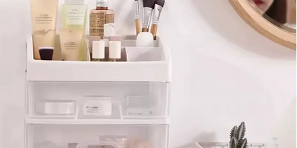 Organizador de plástico con 3 cajones, estilo cajón de escritorio, caja de almacenamiento de cosméticos