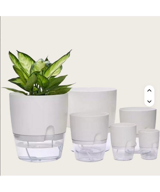 Maceta blanca de absorción de agua automática XL 23.25 cm de ancho x28,5 cm de alto
