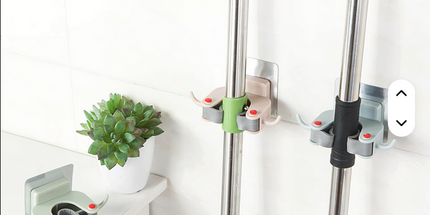 Agarradera para fijar en la pared para palos de escobas lampazos para colgar, muy seguro, accesorio para baño y cocina