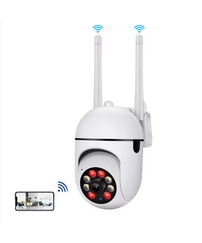 Cámara WiFi A7 antena dual 1080P HD 360° cámara de seguridad inalámbrica PTZ para exterior y hogar con visión nocturna