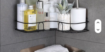 Estante tringular DOBLE DE ACERO al CARBONO montado en la pared sin perforaciones