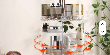 Contenedor de plástico transparente para cosméticos, caja de almacenamiento de maquillaje, organizador de maquillaje giratorio ajustable