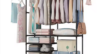 Colgador de ropa de doble fila para suelo multifuncional, Perchero de exhibición