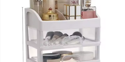 Organizador de plástico con 3 cajones, estilo cajón de escritorio, caja de almacenamiento de cosméticos