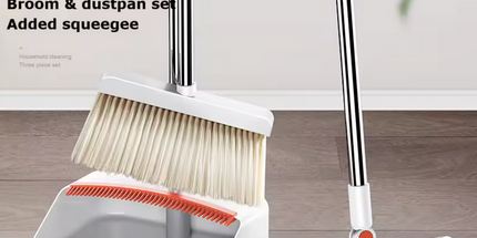 Juego de limpieza del hogar de alta calidad, recogedor de escoba de mango largo con cabezal de escoba de plástico, palita con capturador de pelusas y lampazo