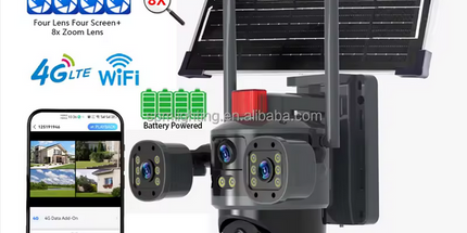 Cámara de seguridad V380 Pro Eseecloud PTZ 8MP12MP4K, 4G con ranura para tarjeta SIM, 360° exterior, IP66 inalámbrica WiFi, cámara CCTV solar