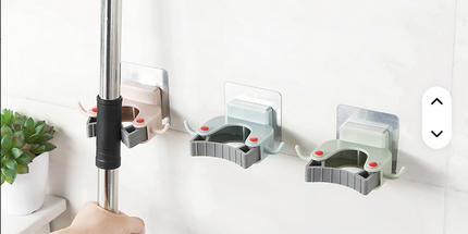 Agarradera para fijar en la pared para palos de escobas lampazos para colgar, muy seguro, accesorio para baño y cocina