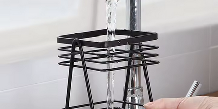 Cesta para cubiertos de acero inoxidable con soporte de malla de drenaje, organizador para cuchillos y tenedores