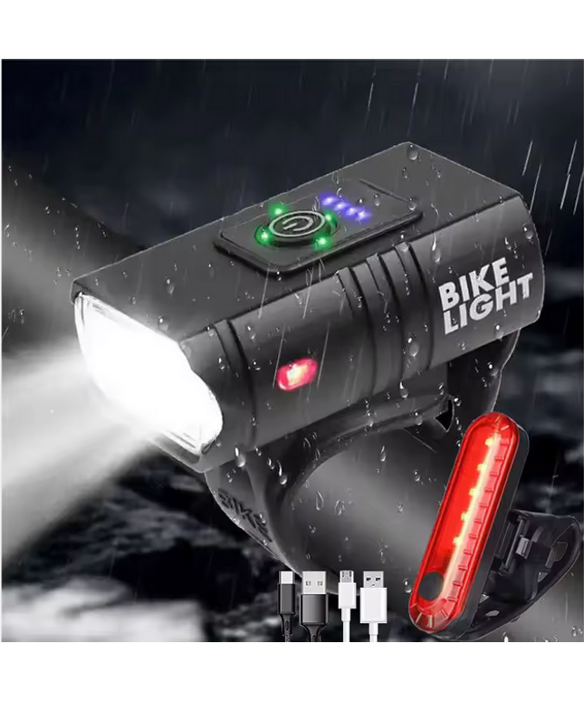 Juego de Luces para Bicicleta Personalizado para Ciclismo al Aire Libre Recargable por USB Luz Led Impermeable para Ciclismo Nocturno