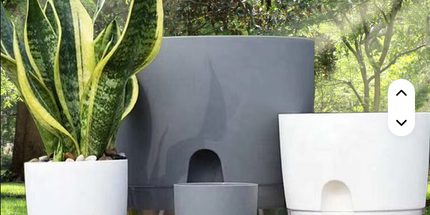 Maceta blanca de absorción de agua automática M 10,25 cm de ancho x 14,25 cm alto