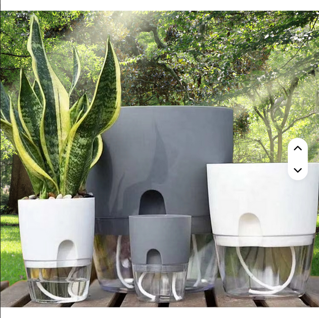 Maceta blanca de absorción de agua automática XL 23.25 cm de ancho x28,5 cm de alto