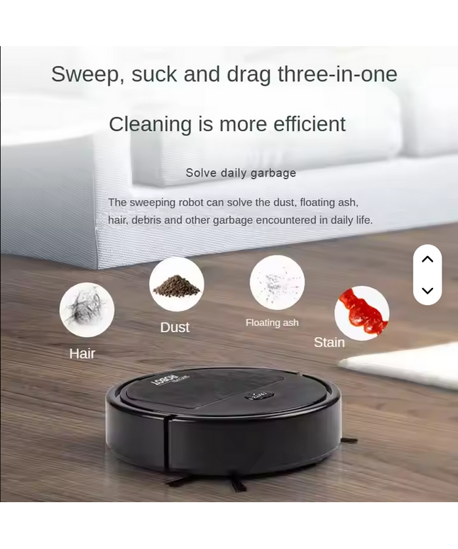 Robot aspirador de barrido recargable UBS inalambrico 1500 P, 3 en 1 , 23,5 x 5,5 cm