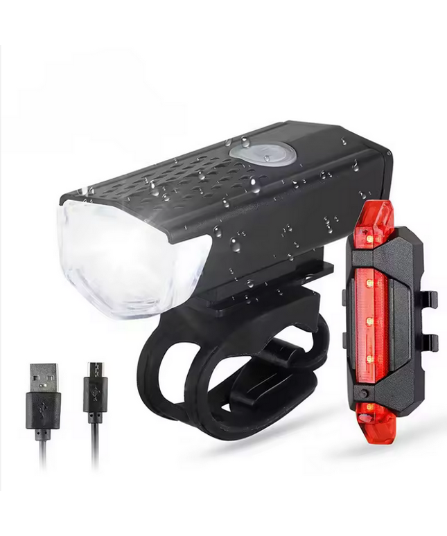 Luz frontal y trasera 100 lumnes para bicicleta, lámpara USB recargable, luces LED para ciclismo, juego de luces para bicicleta