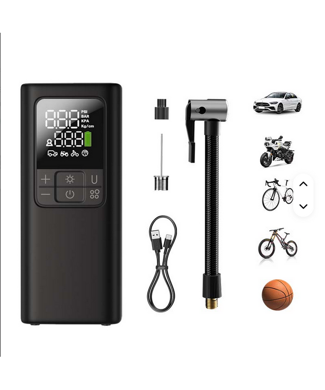 Compresor de aire Newo, portátil inalámbrico y eléctrico para coche y motocicletas, bomba mini de aluminio, inflador digital de neumáticos, material ABS, 15