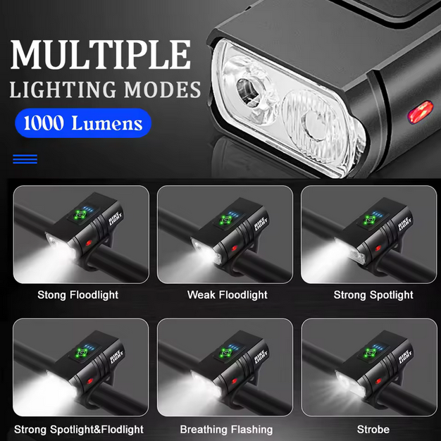 Juego de Luces para Bicicleta Personalizado para Ciclismo al Aire Libre Recargable por USB Luz Led Impermeable para Ciclismo Nocturno