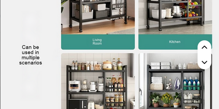 Estantería de almacenamiento de cocina de varios niveles con cesta metálica para guardar verduras, frutas y vajilla