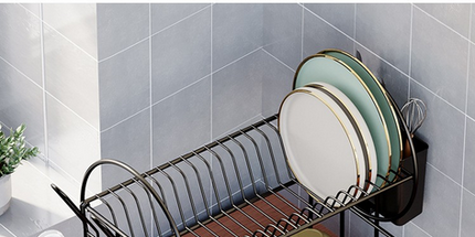 Estante de secado de platos de gran capacidad de 2 niveles soporte de utensilios tablero de drenaje de Metal desmontable