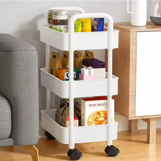Carrito organizador móvil con ruedas, 34 niveles, estantería plástica para cocina y hogar