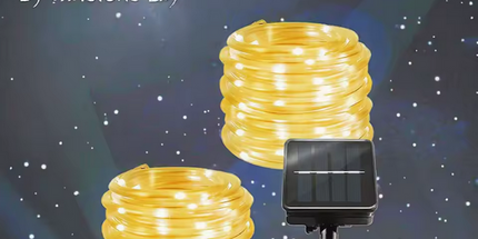 Guirnalda de luces SOLAR de 12 metros de 100 luces . Novedosa para exteriores y jardinesa prueba de agua IP65 LED para NAVIDAD o uso durante todo el año