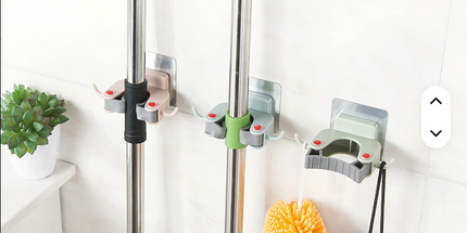 Agarradera para fijar en la pared para palos de escobas lampazos para colgar, muy seguro, accesorio para baño y cocina