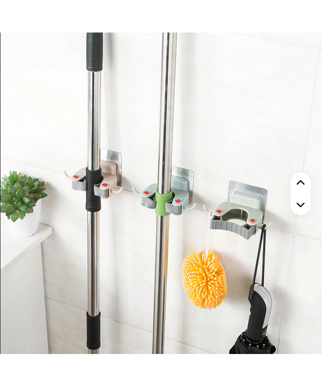 Agarradera para fijar en la pared para palos de escobas lampazos para colgar, muy seguro, accesorio para baño y cocina