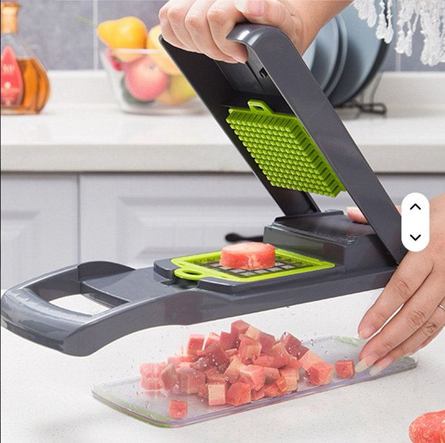 Cortador de Verduras Multifuncional Manual de Metal Ecológico 15 en 1, Picador de Cebolla y Patatas, Rebanador de Verduras Manual de Acero Inoxidable